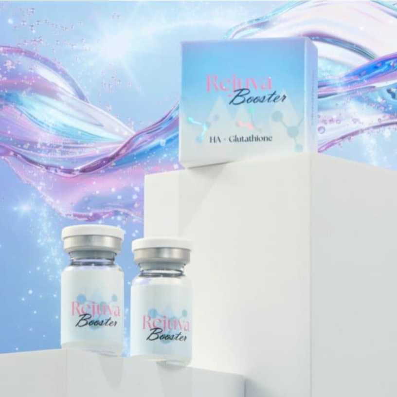 Rejuva Booster formula featuring cross-linked HA 10mg per mL and glutathione 1mg per mL for hydration and antioxidant care